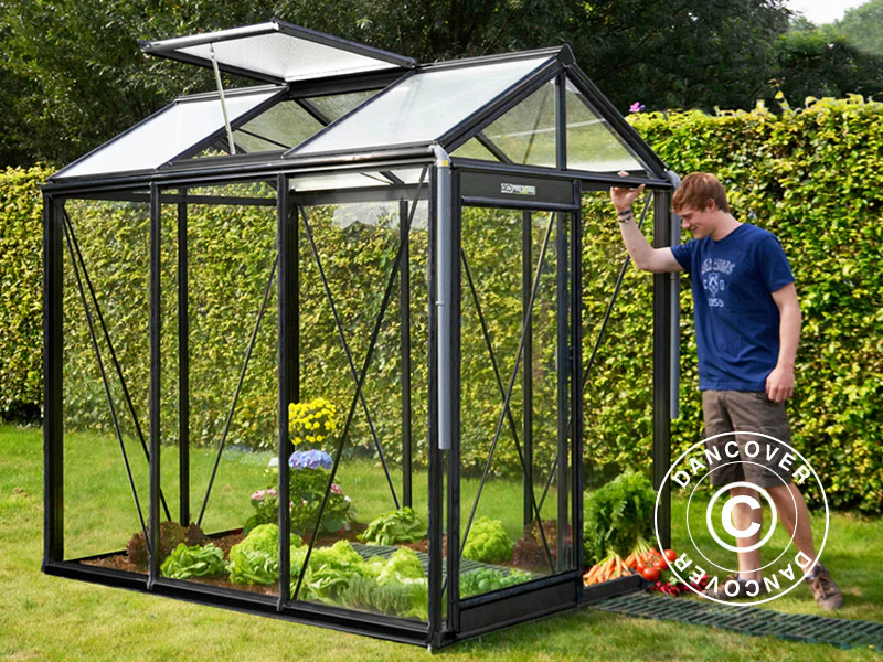 ACD Drivhus glas, PICCOLO 4,7m², 1,59x2,98x2,21m, Sort - Image 3