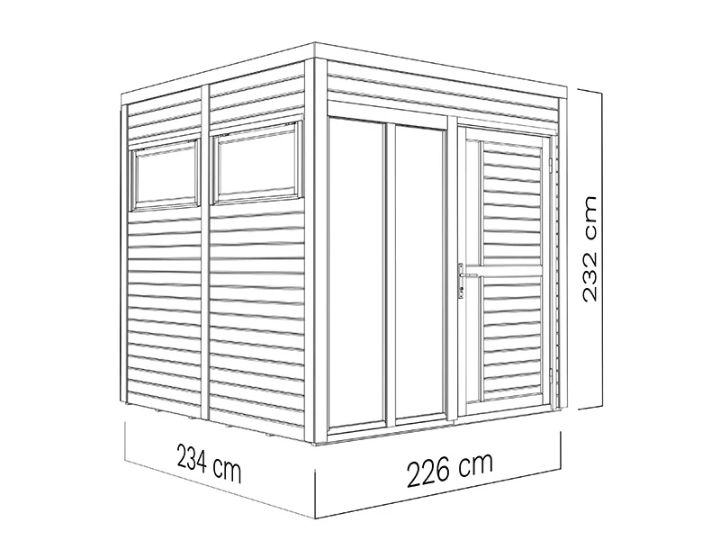 Anneks i træ, Bertilo Cubus 2O, 2,26x2,34x2,32m, Antracit - Image 5