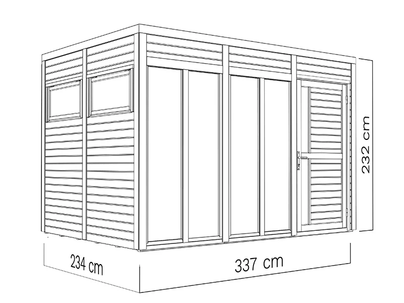 Anneks i træ, Bertilo Cubus 3O, 3,37x2,34x2,32m, Antracit - Image 5