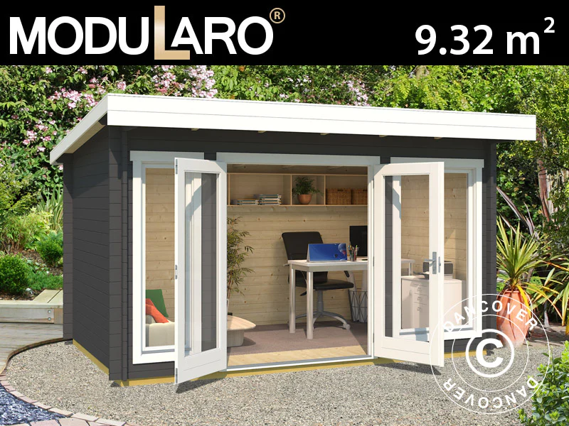 Anneks i træ Lugano 2,5x3,9x2,34m, 34mm, Mørkegrå