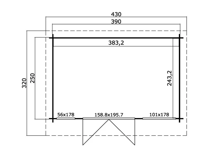 Anneks i træ Lugano 2,5x3,9x2,34m, 34mm, Mørkegrå - Image 3