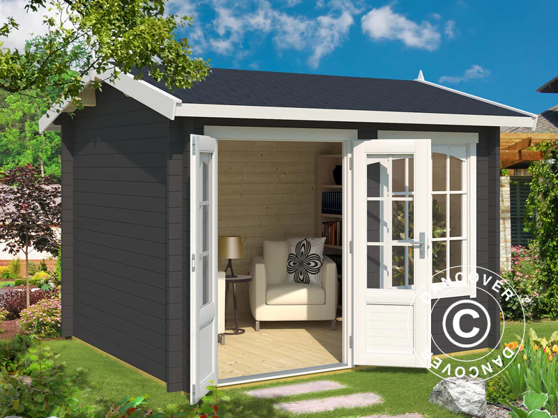 Anneks i træ Stavanger 3x2,5x2,45m, 44mm, Mørkegrå - Image 2
