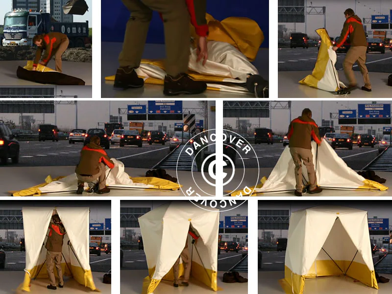 Arbejdstelt, FleXshelter Basic, 1,8x1,8x2m, Flammehæmmende, Gul/Hvid - Image 11