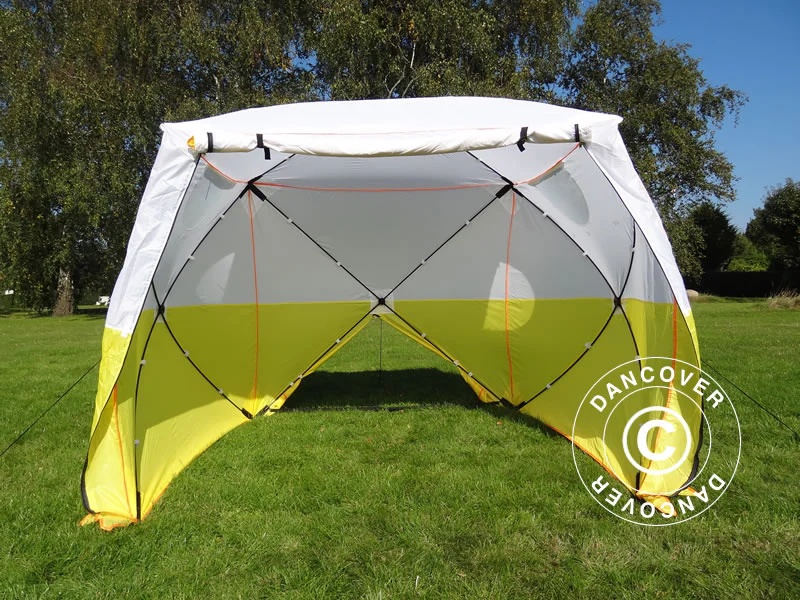 Arbejdstelt, FleXshelter Basic, 1,8x1,8x2m, Flammehæmmende, Gul/Hvid - Image 3