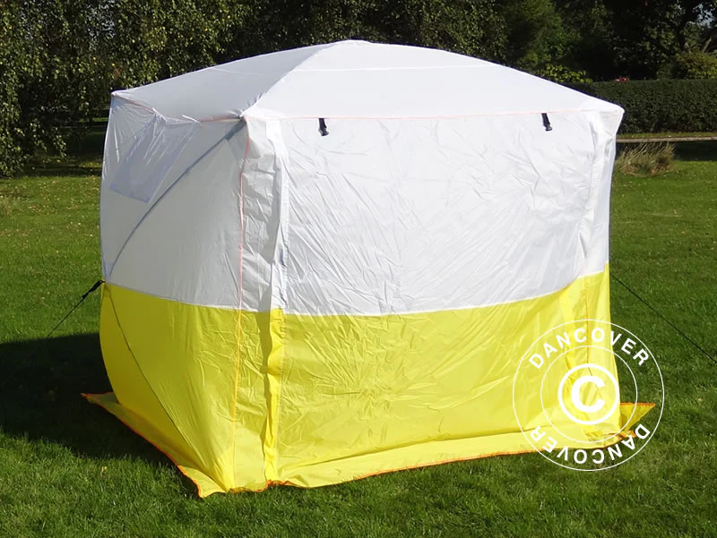 Arbejdstelt, FleXshelter Basic+, 2,5x2,5x2m, Flammehæmmende, Gul/Hvid - Image 4