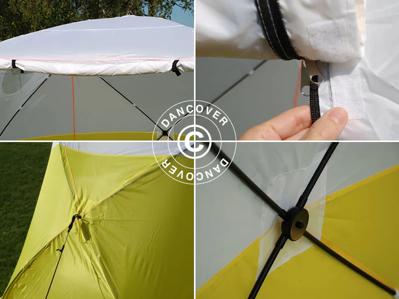 Arbejdstelt, FleXshelter PRO+, 2,1x2,1x2m, PVC, Flammehæmmende, Gul/Hvid - Image 10