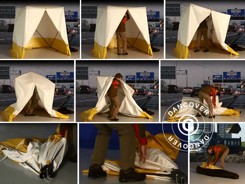 Arbejdstelt, FleXshelter PRO+, 2,1x2,1x2m, PVC, Flammehæmmende, Gul/Hvid - Image 12