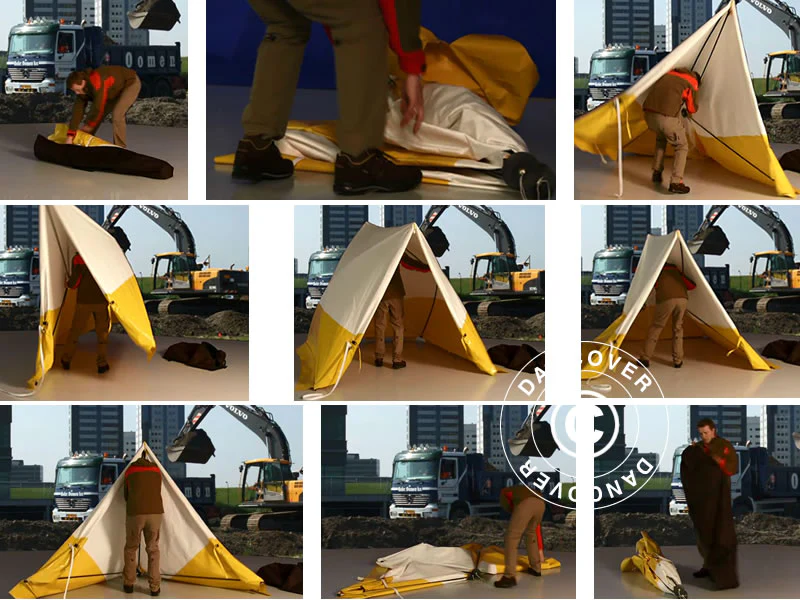 Arbejdstelt, FleXshelter PRO, Type PZ, 1,7x1,8x1,65m, Gul/Hvid - Image 3