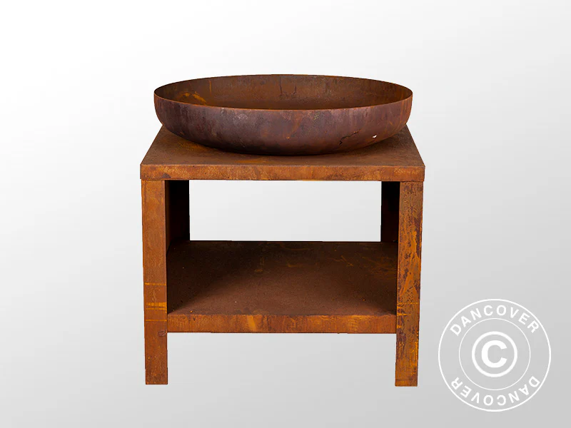 Bålfad m/ brændeopbevaring, 60,9x60,9x62cm, Rustfarvet - Image 5