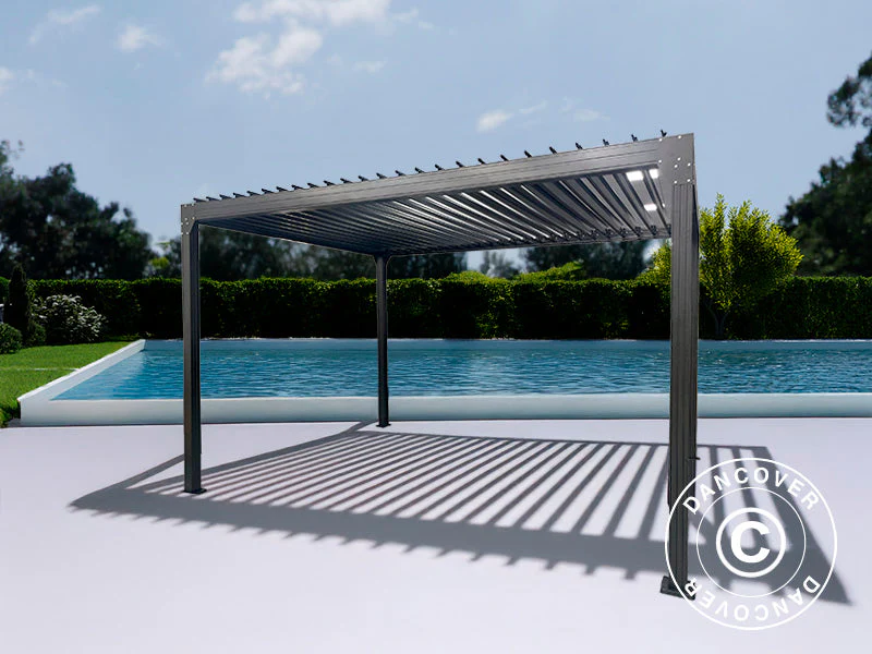 Bioklimatisk pergola pavillon Monterey S2, 3x4m, Sort - Image 2