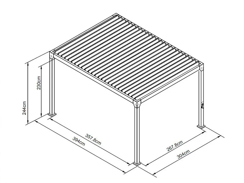 Bioklimatisk pergola pavillon Monterey S2, 3x4m, Sort - Image 6