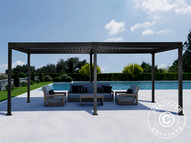 Bioklimatisk pergola pavillon Monterey S2, 3x6m, Sort - Image 2