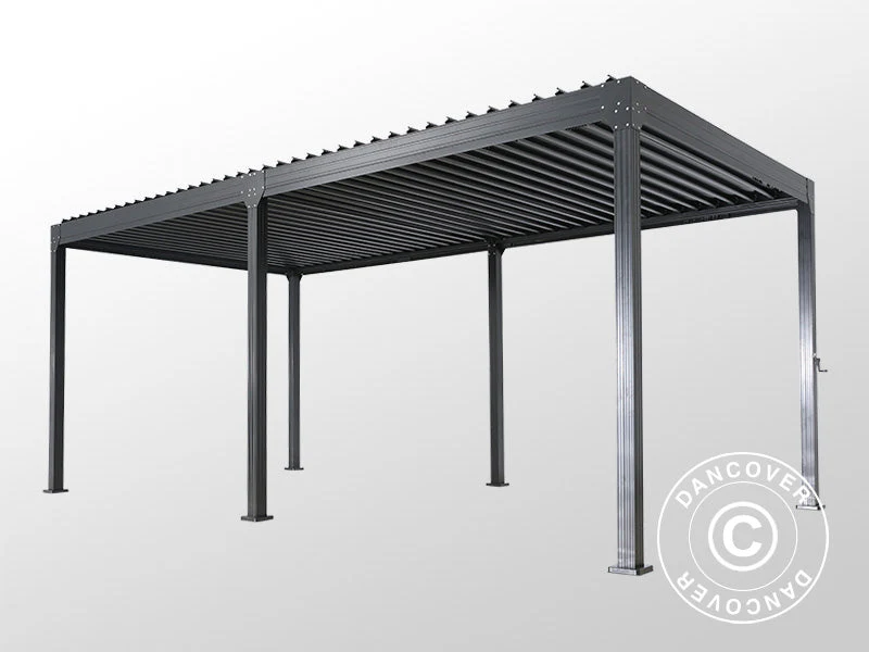 Bioklimatisk pergola pavillon Monterey S2, 3x6m, Sort - Image 4