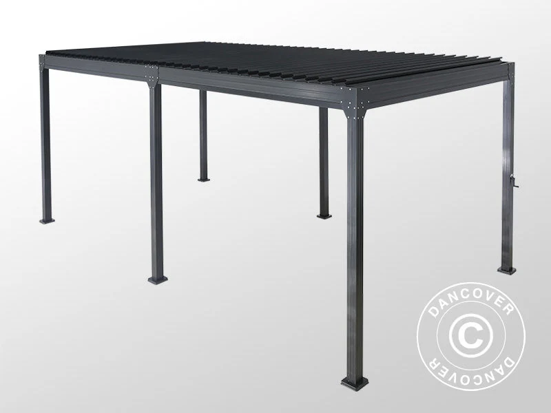 Bioklimatisk pergola pavillon Monterey S2, 3x6m, Sort - Image 5