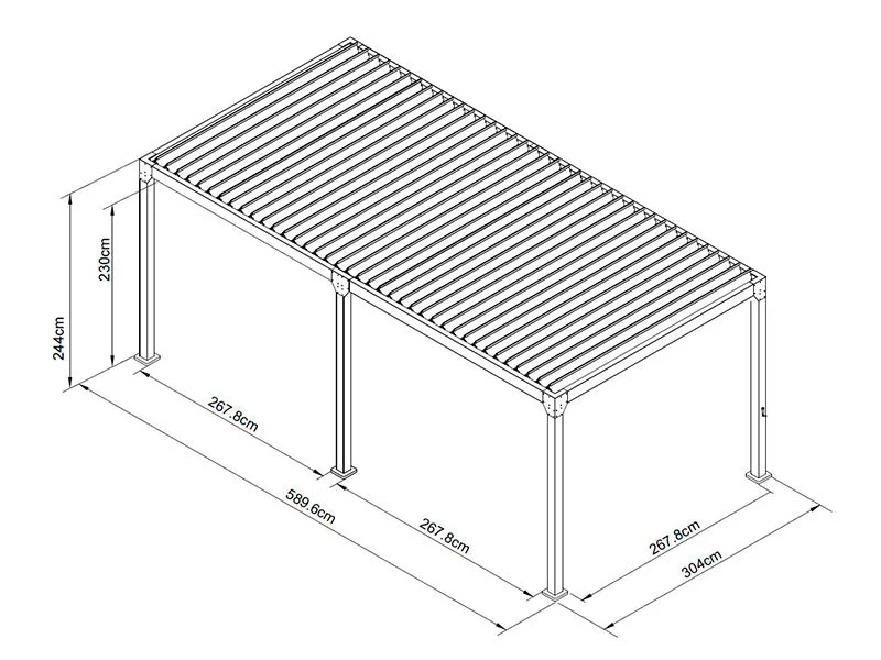 Bioklimatisk pergola pavillon Monterey S2, 3x6m, Sort - Image 7