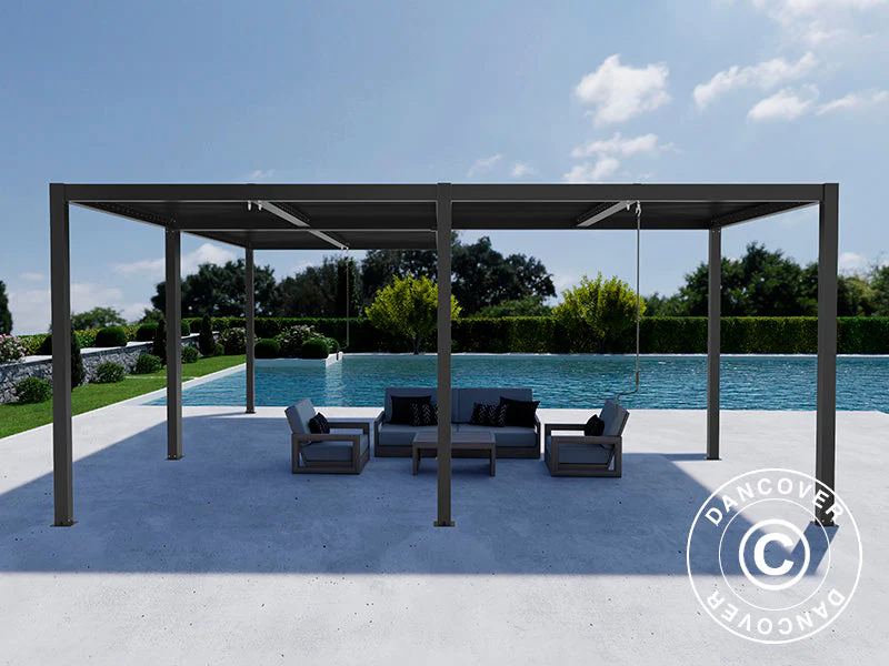 Bioklimatisk pergola pavillon San Pablo Alu+, 3x3m, 3x5,8m, Sort, 2 stk. - Image 2