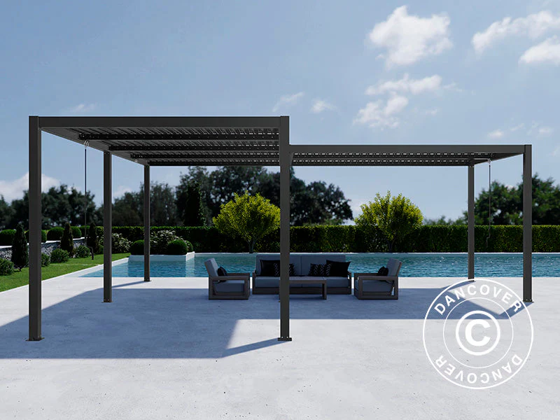Bioklimatisk pergola pavillon San Pablo Alu+, 3x3m, 3x5,8m, Sort, 2 stk. - Image 3