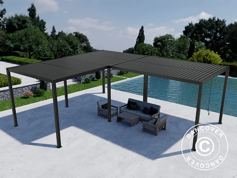 Bioklimatisk pergola pavillon San Pablo Alu+, 3x3m, 3x5,8m, Sort, 2 stk. - Image 4