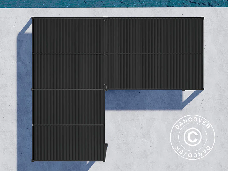 Bioklimatisk pergola pavillon San Pablo Alu+, 3x3m, 3x5,8m, Sort, 2 stk. - Image 5