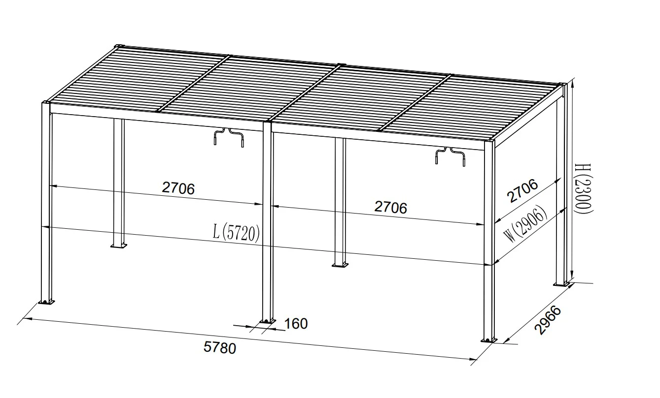 Bioklimatisk pergola pavillon San Pablo Alu+, 3x3m, 3x5,8m, Sort, 2 stk. - Image 8