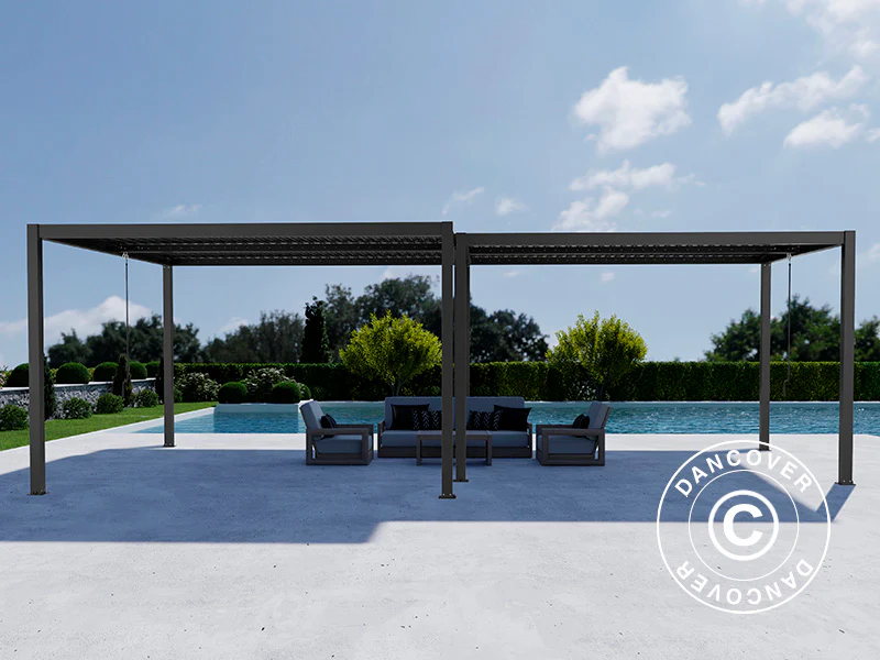Bioklimatisk pergola pavillon San Pablo Alu+, 3x3m, 4x4m, Sort, 2 stk. - Image 3