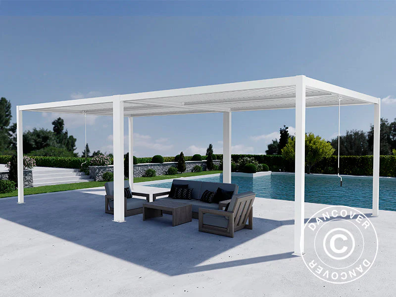 Bioklimatisk pergola pavillon San Pablo Alu+, 3x3m, Hvid, 2 stk. - Image 2