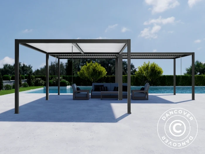 Bioklimatisk pergola pavillon San Pablo Alu+, 3x3m, Sort/Hvid, 3 stk. - Image 2