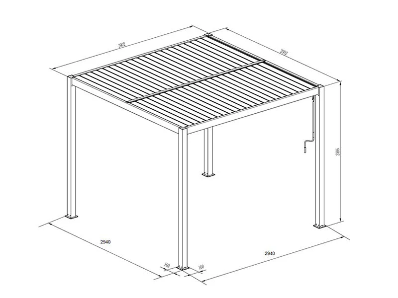 Bioklimatisk pergola pavillon San Pablo Alu+, 3x3m, Sort/Hvid, 4 stk. - Image 5