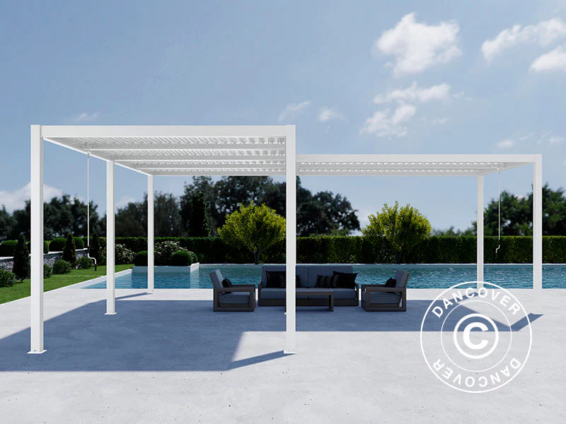 Bioklimatisk pergola pavillon San Pablo Alu+, 3x4m, 4x5,8m, Hvid, 2 stk. - Image 2