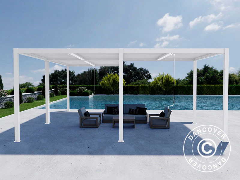 Bioklimatisk pergola pavillon San Pablo Alu+, 3x4m, 4x5,8m, Hvid, 2 stk. - Image 3