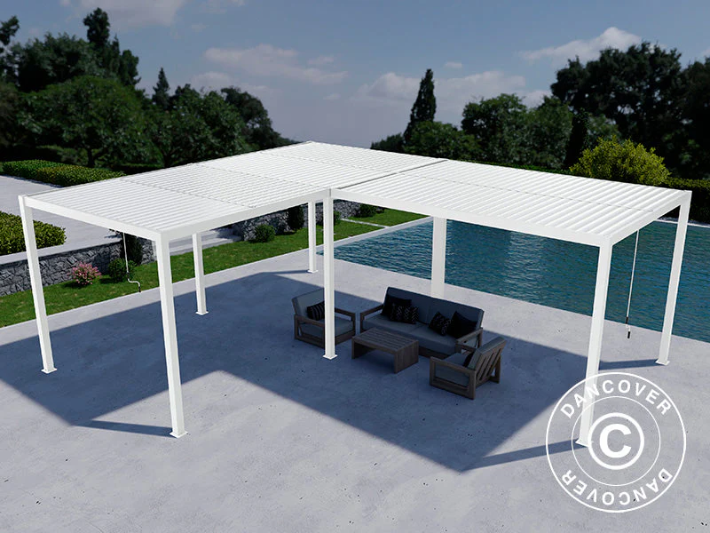 Bioklimatisk pergola pavillon San Pablo Alu+, 3x4m, 4x5,8m, Hvid, 2 stk. - Image 4
