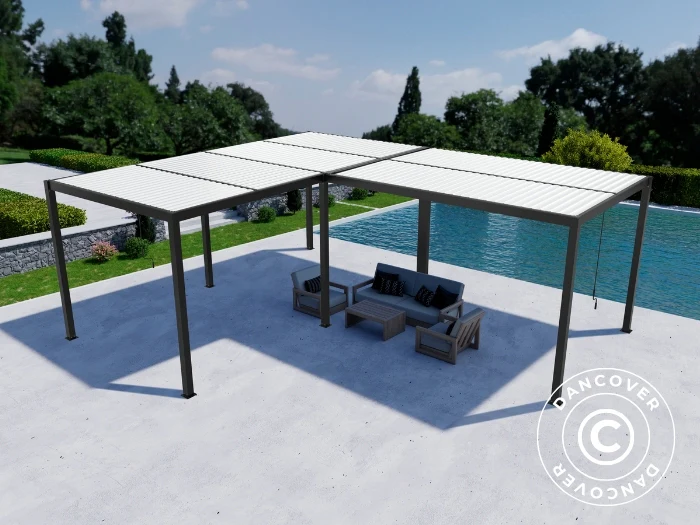 Bioklimatisk pergola pavillon San Pablo Alu+, 3x4m, 4x5,8m, Sort/Hvid, 2 stk. - Image 2