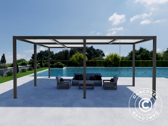 Bioklimatisk pergola pavillon San Pablo Alu+, 3x4m, 4x5,8m, Sort/Hvid, 2 stk. - Image 3