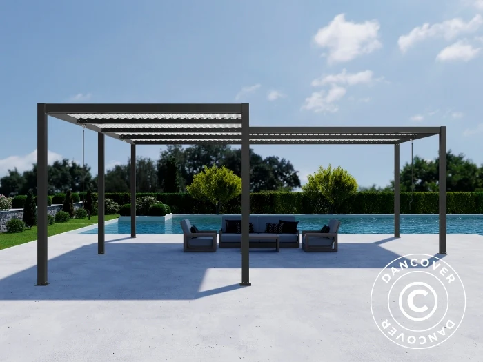 Bioklimatisk pergola pavillon San Pablo Alu+, 3x4m, 4x5,8m, Sort/Hvid, 2 stk. - Image 4