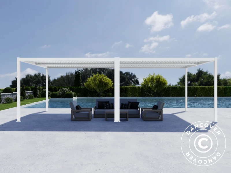 Bioklimatisk pergola pavillon San Pablo Alu+, 3x4m, Hvid, 2 stk. - Image 3