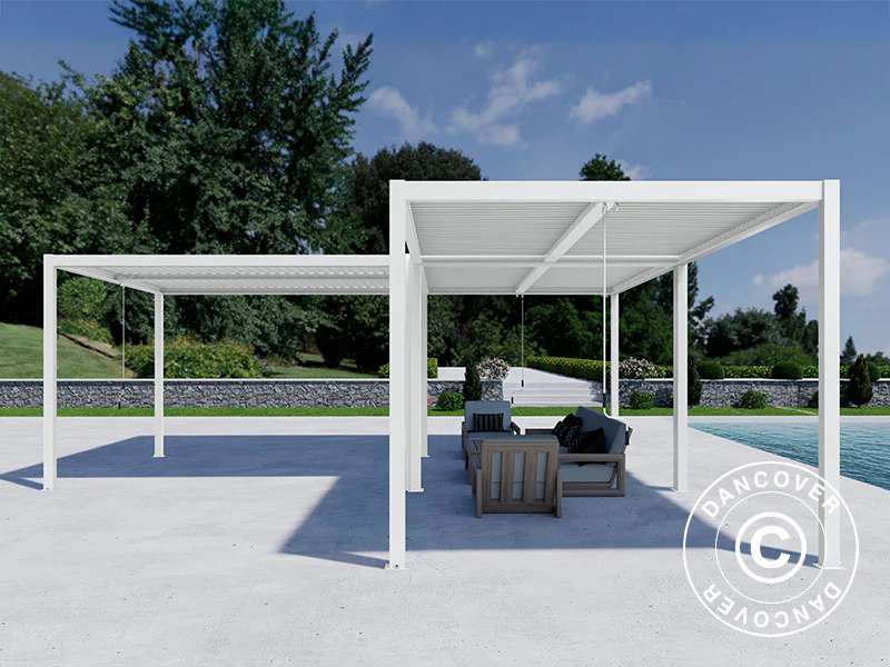 Bioklimatisk pergola pavillon San Pablo Alu+, 3x4m, Hvid, 3 stk. - Image 3