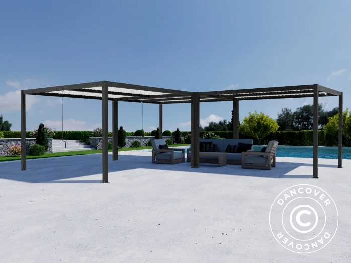 Bioklimatisk pergola pavillon San Pablo Alu+, 3x4m, Sort/Hvid, 3 stk. - Image 3