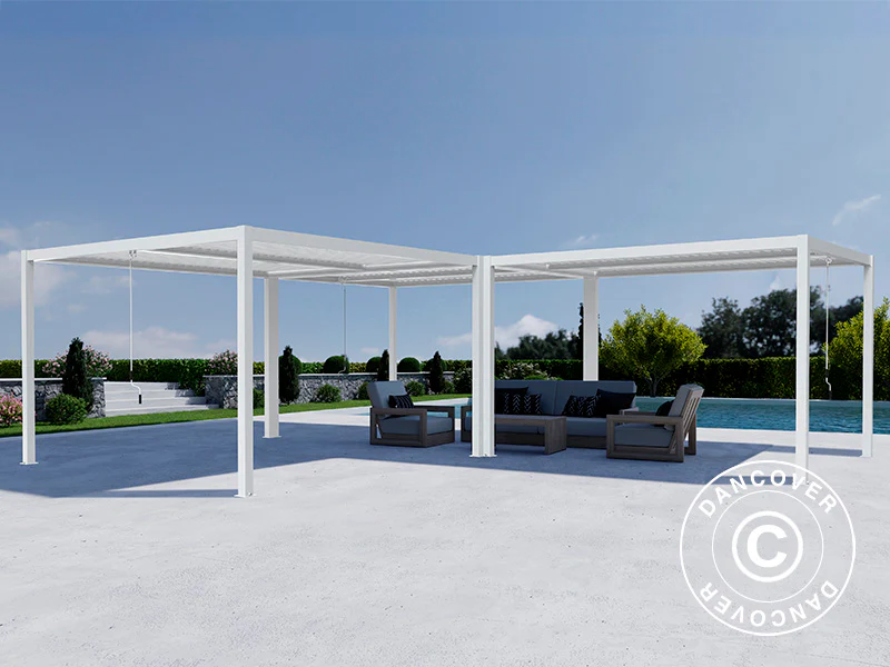 Bioklimatisk pergola pavillon San Pablo Alu+, 4x4m, Hvid, 3 stk. - Image 4
