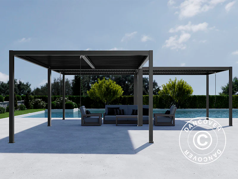 Bioklimatisk pergola pavillon San Pablo Alu+, 4x4m, Sort, 3 stk. - Image 2