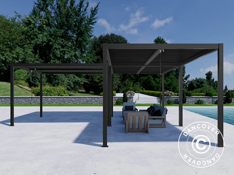 Bioklimatisk pergola pavillon San Pablo Alu+, 4x4m, Sort, 3 stk. - Image 3