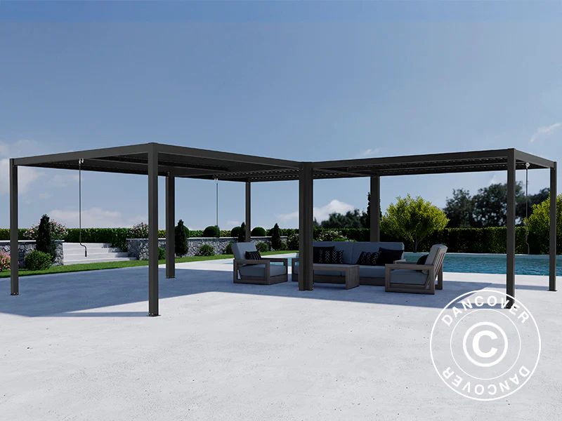 Bioklimatisk pergola pavillon San Pablo Alu+, 4x4m, Sort, 3 stk. - Image 4
