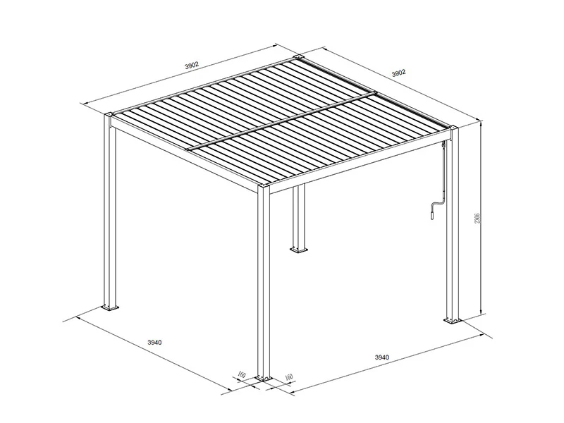Bioklimatisk pergola pavillon San Pablo Alu+, 4x4m, Sort, 4 stk. - Image 7