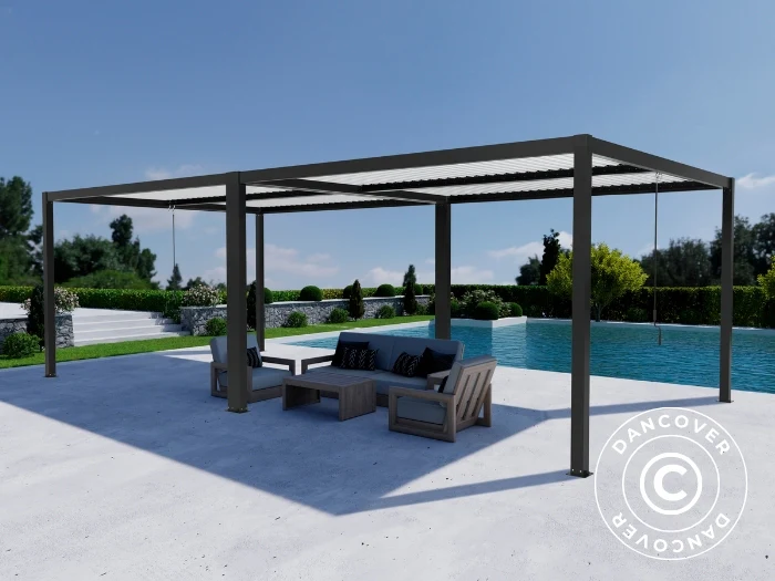 Bioklimatisk pergola pavillon San Pablo Alu+, 4x4m, Sort/Hvid, 2 stk. - Image 2
