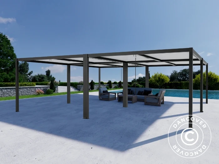 Bioklimatisk pergola pavillon San Pablo Alu+, 4x4m, Sort/Hvid, 4 stk. - Image 3