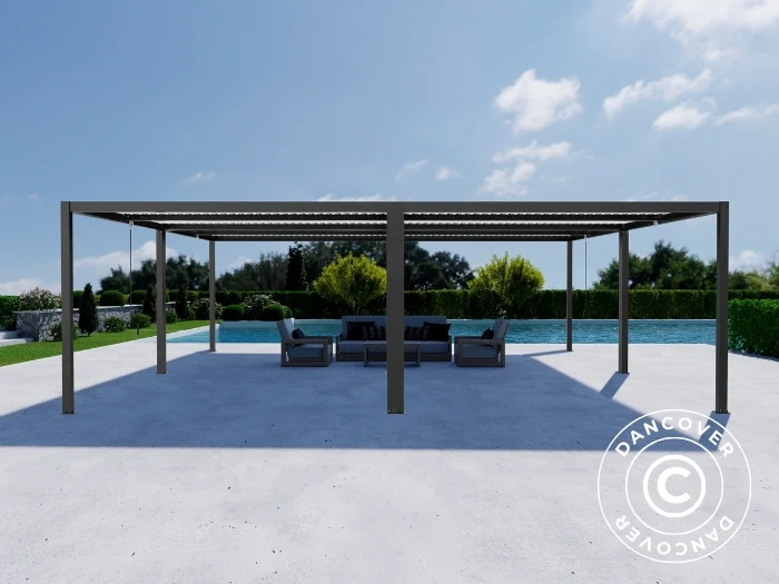 Bioklimatisk pergola pavillon San Pablo Alu+, 4x4m, Sort/Hvid, 4 stk. - Image 4
