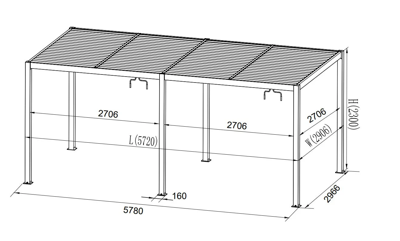 Bioklimatisk pergola pavillon San Pablo Alu+, Open Side, 3x5,8m, Sort - Image 4