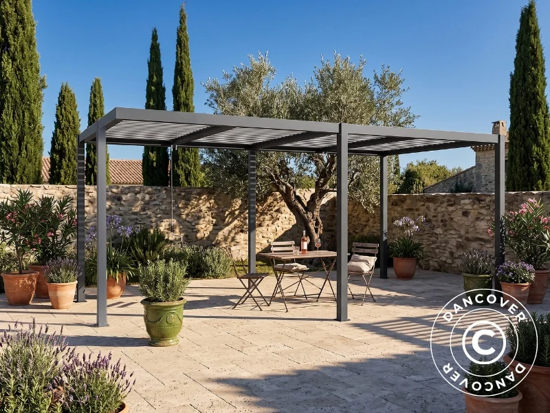Bioklimatisk pergola pavillon San Pablo Alu+, Open Side, 3x5,8m, Sort/Hvid - Image 3
