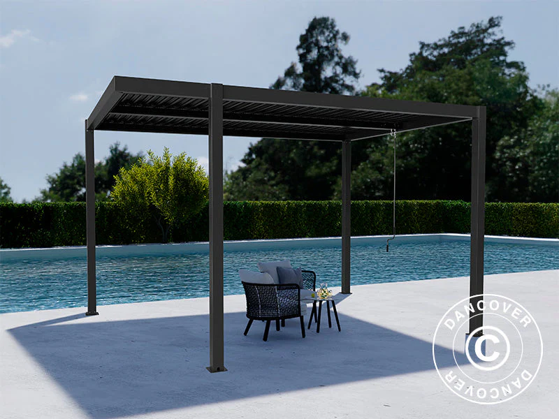 Bioklimatisk pergola pavillon San Pablo Alu+, Open Side, 4x4m, Sort - Image 3