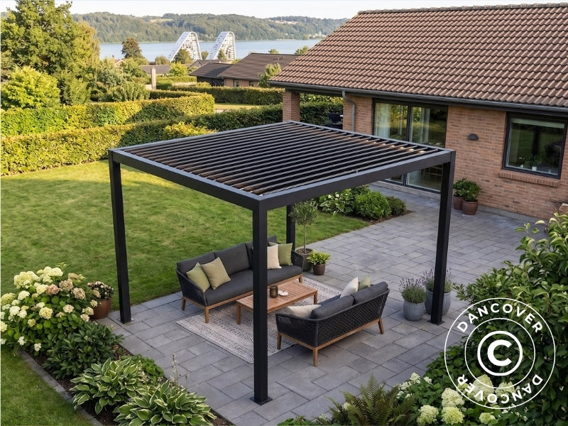 Bioklimatisk pergola pavillon San Pablo Steel+, 3x3m, Sort - Image 3