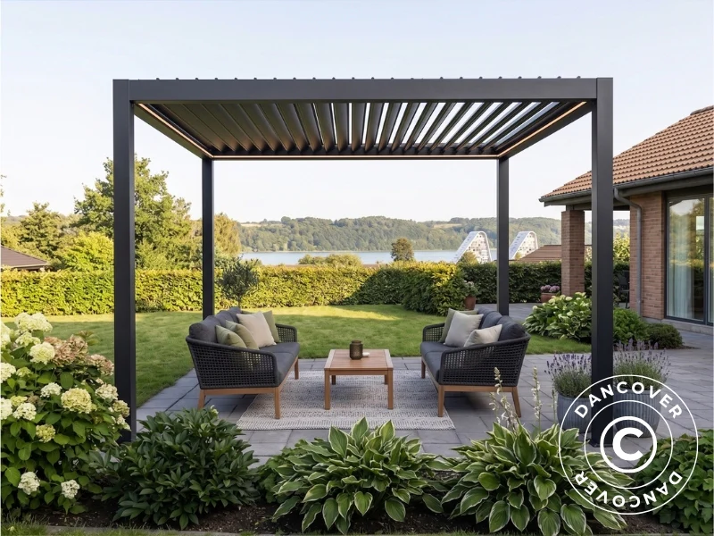 Bioklimatisk pergola pavillon San Pablo Steel+, 3x3m, Sort - Image 4